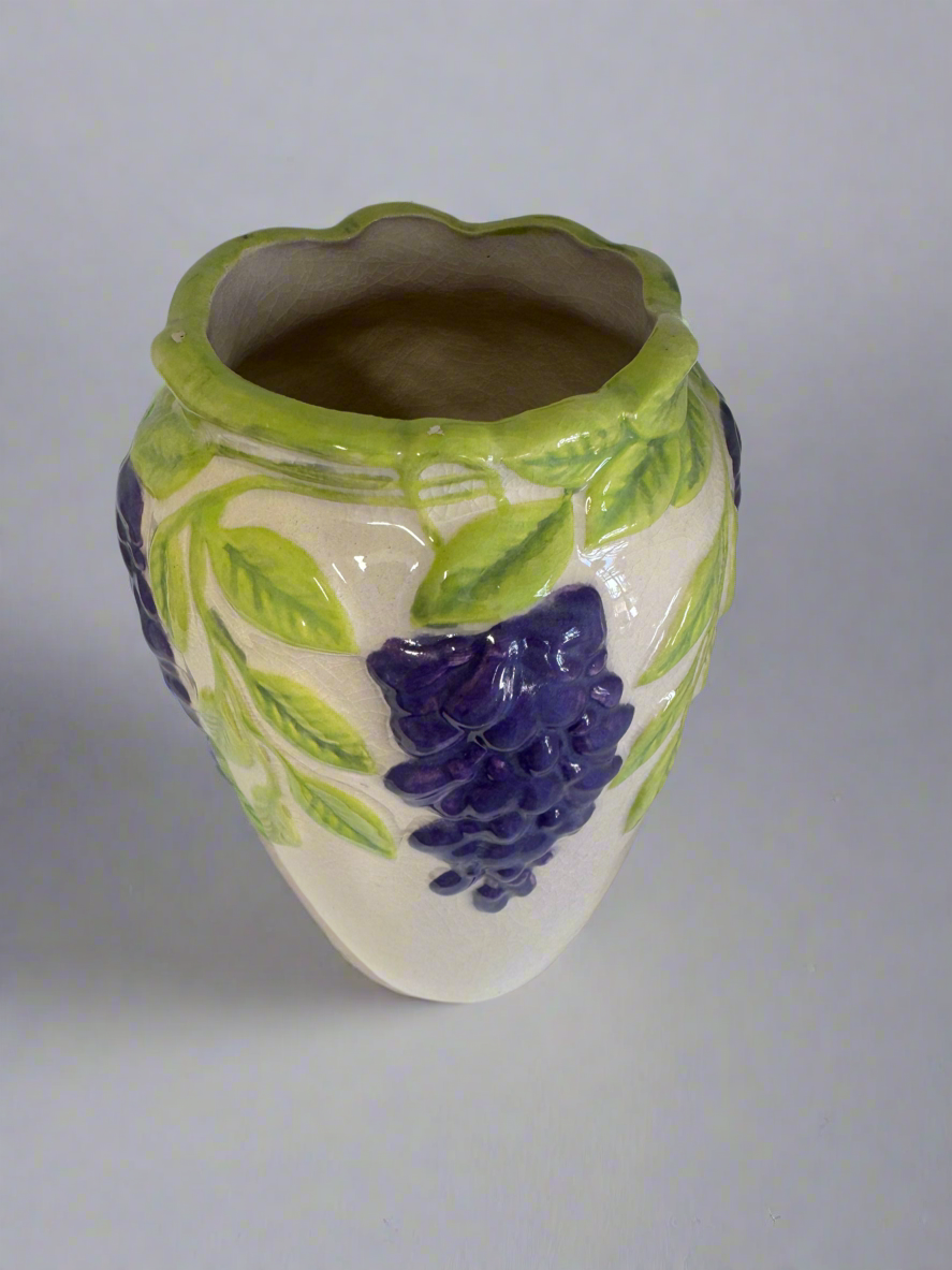 “Wisteria Vine” Embossed Ceramic Vase