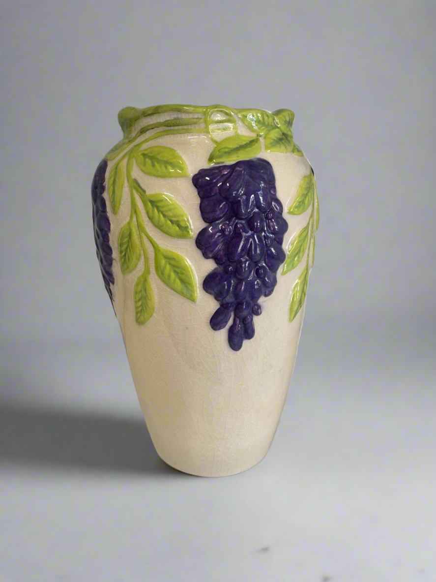 “Wisteria Vine” Embossed Ceramic Vase