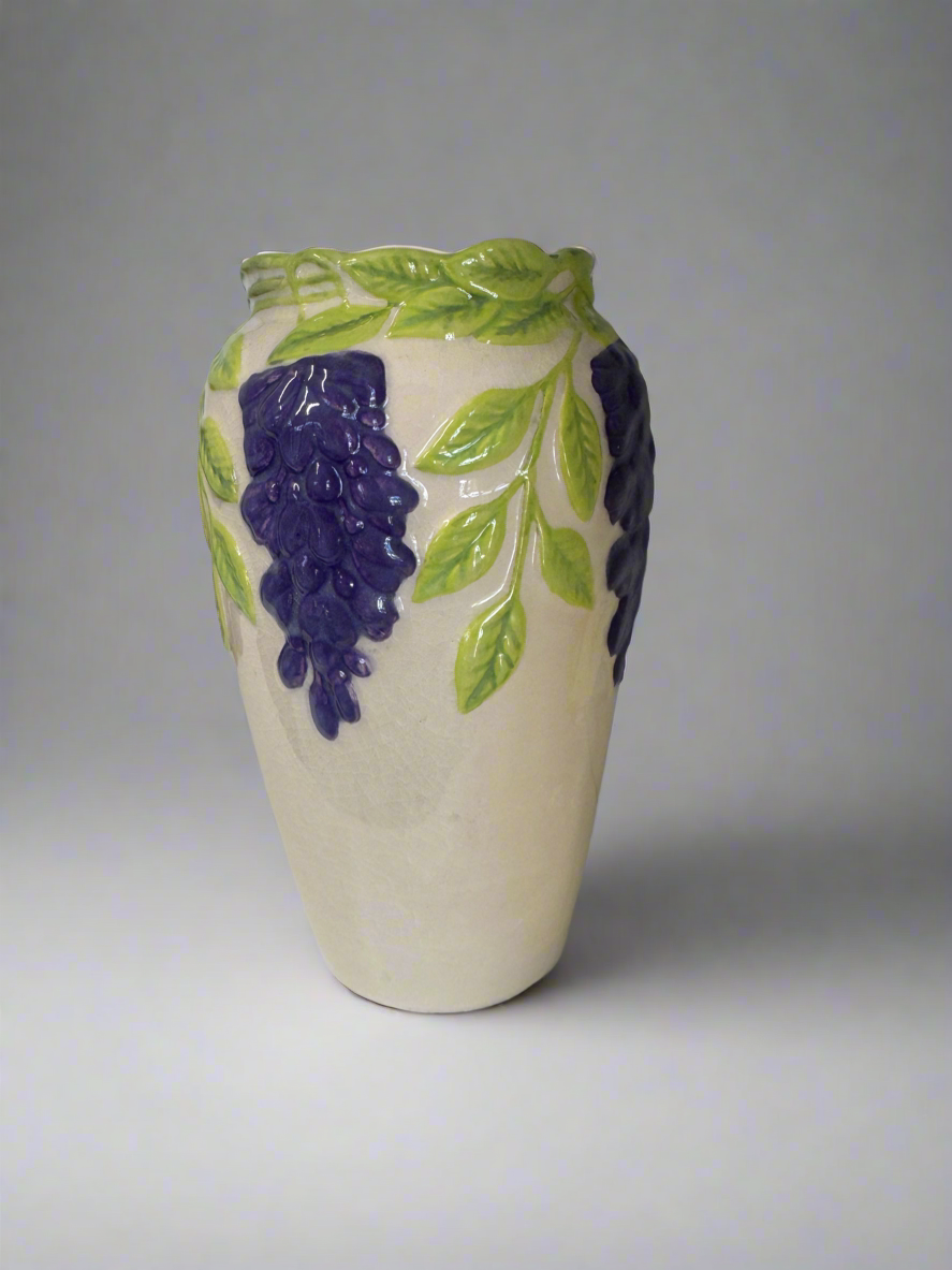 “Wisteria Vine” Embossed Ceramic Vase