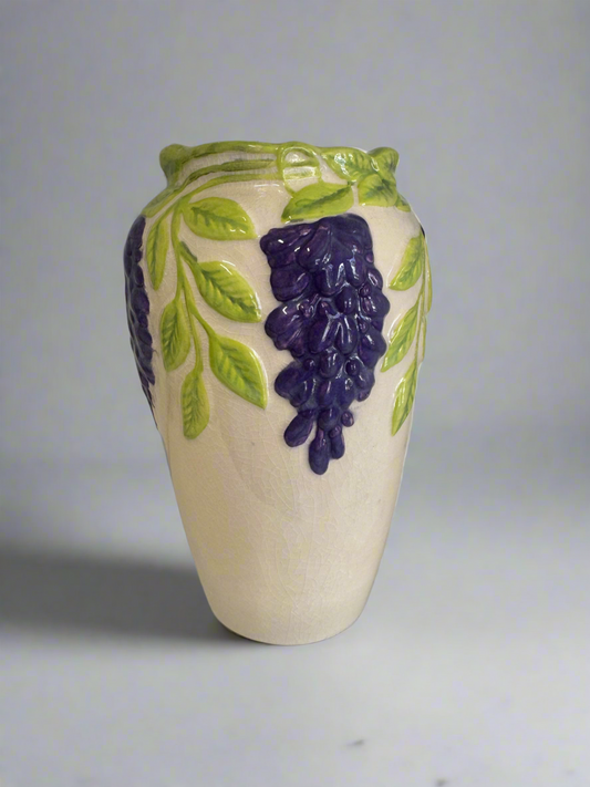 “Wisteria Vine” Embossed Ceramic Vase